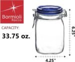Bormioli Rocco Fido Square Jaw with Blue Lid, 33-3/4-Ounce, 33.75 Ounce, Clear - Image 3