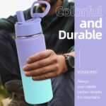 Volhoply 20oz Insulated Stainless Steel Water Bottle With Straw Lid Bulk 4 Pack,Kids Double Wall Vacuum Cups With Handle,Reusable Outdoor Sports Metal Bottles,Travel Flask Keep Cold(Assorted,4) - Image 4
