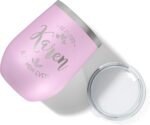 Personalized Wine Tumblers, 12 oz Light Pink, 12 Designs, Stainless Steel Custom Wine Tumblers, Double-Wall, Vacuum Insulated, Personalized Gifts for Women - Image 3