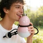 Gradient Gourd Water Bottle with Strap, 580ml Portable Sport Water Bottle, 316 Stainless Steel Cup for Hot & Cold Drinks Drop Proof Leak Proof Gourd Drinking Bottle for Travel (Gradient Pink) - Image 3