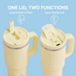 ENCOOL 32 oz Tumbler with Handle and Straw: Stainless Steel Insulated Tumbler Keeps Cold for 24 Hours, Leakproof Travel Cup Fits in Cup Holder and BPA-Free,Light Vanilla - Image 4