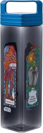 Silver Buffalo Star Wars Featuring R2-D2, C3PO, Chewbacca, and Yoda Plastic Square Water Bottle with Lid, 25 Ounces - Image 3
