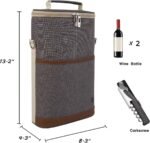 ALLCAMP OUTDOOR GEAR 2 Bottle Wine Tote Carrier - Insulated Portable Padded Canvas Wine Bag for Travel, BYOB Restaurant, Wine Tasting, Party, Great Christmas Day Gift for Wine Lover，Dark Gray - Image 3