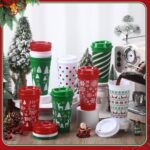 Pickmesh 12 Pcs Christmas Coffee Cups Gifts Bulk 16 oz Reusable Christmas Tree Snowflake Elk Pattern Tumblers with Lid Plastic Travel Coffee Mug for Women Coworkers Holiday Drinks - Image 4