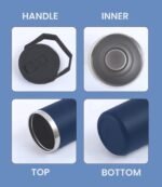 30oz Insulated Stainless Steel Water Bottle with Handle | Leakproof Tumbler with Straw & Flip Lid | BPA-Free, Double Wall Vacuum Flask for Hot & Cold Drinks | Gym, Travel & Office (Navy Blue) - Image 5