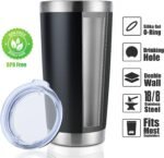 DOMICARE 20oz Stainless Steel Tumbler Bulk with Lid, Double Wall Vacuum Insulated Travel Mug, Powder Coated Coffee Cup, Powder Black, 4 Pack - Image 3