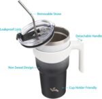 30 oz Tumbler with Handle and 2 Straw 2 Lid, Insulated Water Bottle Stainless Steel Vacuum Cup Reusable Travel Mug,Day Night - Image 3