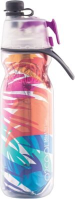 O2COOL Mist 'N Sip Misting Water Bottle 2-in-1 Mist And Sip Function With No Leak Pull Top Spout Reusable Sports Water Bottle - 20 oz (Palm Leaf) - Image 3