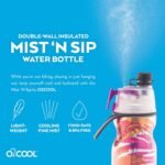 O2COOL Mist 'N Sip Misting Water Bottle 2-in-1 Mist And Sip Function With No Leak Pull Top Spout Reusable Sports Water Bottle - 20 oz (Palm Leaf) - Image 5