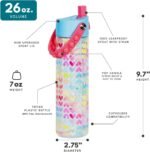 Elemental Splash Water Bottle with Straw - BPA-Free Tritan Plastic Reusable Water Bottle with Pop It Strap - Ideal for Travel, Gym and Sports - Leak Proof when Spout is Closed - 26oz - Rainbow Heart - Image 3
