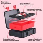 rockpapa 5 Compartment Bento Lunch Box for Kids with Uensils & Insulated Water Bottle & Lunch Bag with Strap, BPA-Free Lunch box Containers Set for School Boys Girls Ages 3+ (Black Games) - Image 4