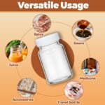 AuroTrends 2 oz Glass Bottles with Lids 16 Pack, Leak-Proof Ginger Shot Bottles with Caps (White), Ideal for Protein Powder, Juice, Samples, Whiskey(Dishwasher Safe & Refrigerator Safe Only) - Image 4