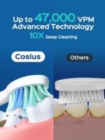 COSLUS Sonic Electric Toothbrush for Kids & Adults: 47000 VPM for Deep Cleaning & Whitening with Travel Case - 5 Modes for Sensitive Teeth & Braces, Wireless Charging, 6 Brush Heads, Pink (1PC) - Image 3