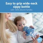 Dr. Brown's Milestones Wide-Neck Sippy Spout Bottle with 100% Silicone Handles, Easy-Grip Handles with Soft Sippy Spout, 9oz/270mL, Light-Blue, 1-Pack, 6m+ - Image 3