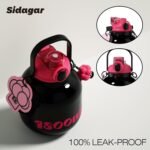 60 oz Big Water Bottle with Straw and Carry Handle, Black Wide Mouth Vacuum Insulated Stainless Steel Bottles; Heavy-Duty Aesthetic Yoga Flask for Women, Sweet & Cool Black - Image 4