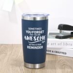 NOWWISH 20oz Navy Blue Tumbler, Sometimes You Forget You're Awesome Inspirational Stainless Steel Cup, Stocking Stuffer for Men, Ideal Christmas Birthday Gift for Him Husband Boyfriend - Image 4