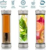 Modern Black Cylindrical Glass Travel Tea Mug with Infuser | BPA Free Double Wall Insulated 14 Ounce (A01) - Image 4