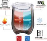 ATHAND Funny Wine Tumbler,12 Oz Insulated Stainless Steel Iced Coffee Tumbler with Lid,If I Go Missing Put My Face On Wine,Funny Tumblers for Women Men Adult Humor(Black) - Image 3