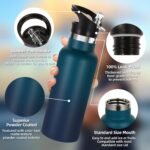 Volhoply 17oz Kids Insulated Water Bottle,Stainless Steel Water Bottles with Straw Lid,Reusable Metal Cups Water Bottle,Double Wall Vacuum Sports School Water Flask Keep Cold (Dark Night,1 Set) - Image 3