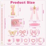 LBU 12PCS Letter Accessories for Owala Water Bottle 24/32/40oz with Cute Initial Keychain with Bow, Initial Sticker Charms, Peral Handle Strap, Decorations for Kids Owala FreeSip - Image 3