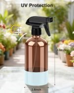 Amber Glass Spray Bottle with Silicone Sleeve Protection, 16 oz Refillable Spray Bottle for Cleaning Solutions, Plants, Aromatherapy, Facial Hydration (Blue Sleeve(Amber Bottle) - Image 3