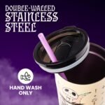 Silver Buffalo Disney Tim Burton's Nightmare Before Christmas “Forever and Always” Featuring Jack Skellington and Sally Double Walled Stainless Steel Tumbler with Straw, 22 Ounces - Image 5