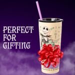 Silver Buffalo Disney Tim Burton's Nightmare Before Christmas “Forever and Always” Featuring Jack Skellington and Sally Double Walled Stainless Steel Tumbler with Straw, 22 Ounces - Image 8