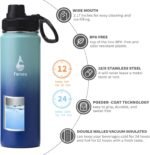 Farsea Insulated Water Bottle With Paracord Handle, Protective Boot and 2 Lids (Straw Lid & Spout Lid), Stainless Steel Water Bottle Wide Mouth, Double Wall Sweat-Proof BPA-Free, 24 oz - Image 3