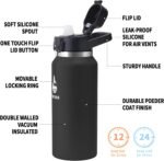 Farsea Insulated Water Bottle, Leak Proof Locking Lid with Soft Silicone Spout, Stainless Steel,Leak Proof, Double Walled Vacuum Insulated, BPA-Free, 24 Hr Cold, Wide Mouth, Sports & Travel Bottle - Image 4