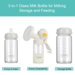 COMI Wide Neck Glass Breastmilk Collection n Storage Bottle, 8oz with Screw Ring Sealing Disk; Re-markable Sealing Disc. BPA Free, Fits Breast Pumps & Nipples (2 Gray Lids) - Image 4