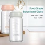 COMI Wide Neck Glass Breastmilk Collection n Storage Bottle, 8oz with Screw Ring Sealing Disk; Re-markable Sealing Disc. BPA Free, Fits Breast Pumps & Nipples (2 Gray Lids) - Image 6