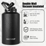 2 Gallon Water Jug with Wide Mouth, 256oz Insulated Water Bottle Keep Cold24h&Hot12h, Comes with Ergonomic Handle, Two Double Walled 16oz 18/8 Stainless Steel Cups Thermo Canteen Mug - Image 3