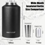 2 Gallon Water Jug with Wide Mouth, 256oz Insulated Water Bottle Keep Cold24h&Hot12h, Comes with Ergonomic Handle, Two Double Walled 16oz 18/8 Stainless Steel Cups Thermo Canteen Mug - Image 6