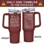 Grandma Gifts - Gifts for Grandma from Grandkids, Granddaughter, Grandson, Grandchildren - Birthday, Mothers Day, Christmas, First Time Gift Ideas for Grandmother - 40 Oz Red Tumbler - Image 3
