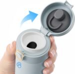 Small Insulated Water Bottle with Push-Button Lid – 12.8oz/380ml Small Flask, Leakproof Mini Water Bottle for Coffee, Milk, Travel, School & Office Use(Grey) - Image 5