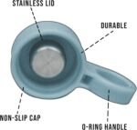 purifyou Replacement Cap for 40, 32, 22, 12 oz Reusable Glass Water Bottle with Time & Volume Markings, Non-Slip Silicone Sleeve, Stainless Steel Lid Insert, Sports Bottle for Water, Juice (Iceblue) - Image 4