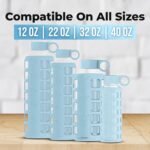 purifyou Replacement Cap for 40, 32, 22, 12 oz Reusable Glass Water Bottle with Time & Volume Markings, Non-Slip Silicone Sleeve, Stainless Steel Lid Insert, Sports Bottle for Water, Juice (Iceblue) - Image 5