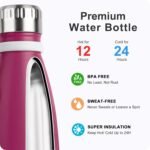 9 oz Water Bottle for Kids Stainless Steel Vacuum Insulated Flask Cola Shape Leak Proof Sports Water Bottle (Fuchsia Red) - Image 5