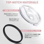 3 Wine Tumbler Lids, 12 oz Spill Proof 2.9 inch Diameter (Outer Rim) Lids for Wine Mugs - No Leak Design Splash Resistant Replacement Silicon Sliding Covers, Pack of 3 Insulated Cover - Image 6