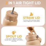 24 oz Glass Water Bottles With Two Lids Bamboo Straw Lid and Handle Spout Lid-1 Liter Glass Tumbler with Silicone Sleeve and Straw Leakproof BPA Free For Home Office Gym - Image 3