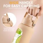 24 oz Glass Water Bottles With Two Lids Bamboo Straw Lid and Handle Spout Lid-1 Liter Glass Tumbler with Silicone Sleeve and Straw Leakproof BPA Free For Home Office Gym - Image 4