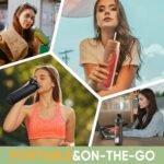 24 oz Glass Water Bottles With Two Lids Bamboo Straw Lid and Handle Spout Lid-1 Liter Glass Tumbler with Silicone Sleeve and Straw Leakproof BPA Free For Home Office Gym - Image 5