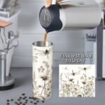 Dragonfly and Wildflower Stainless Steel Insulated Tumbler with Lid - 20oz Vintage Botanical Travel Mug,Reusable Metal Straw & Brush,Double-Wall Vacuum Bottle Cup for Hot and Cold Drinks,Gifts - Image 4