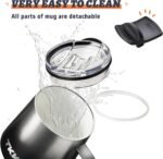 TKK 12 oz Insulated Coffee Mug with Handle Ceramic Coating Detachable Slider Lid Stainless Steel Tumbler Double Wall Vacuum Travel Cup - Image 3