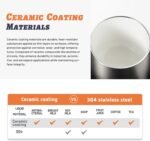 TKK 12 oz Insulated Coffee Mug with Handle Ceramic Coating Detachable Slider Lid Stainless Steel Tumbler Double Wall Vacuum Travel Cup - Image 4