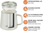 TKK 12 oz Insulated Coffee Mug with Handle Ceramic Coating Detachable Slider Lid Stainless Steel Tumbler Double Wall Vacuum Travel Cup - Image 5