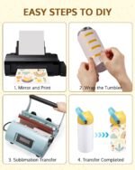 OFFNOVA 12oz Kids Sublimation Tumbler, 8 Pack Stainless Steel Sippy Cup Blank, Vacuum Insulated Water Bottle with Leak-Proof Straw Lid - Image 5