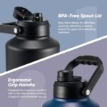 Insulated Gallon Jug, Large 128oz Stainless Steel Insulated Water Bottles with Handle, Leak proof, Double-Wall Vacuum Insulation for Construction Sites, Camping and Hiking, Stainless steel - Image 4