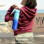 SENDESTAR Stainless Steel Wide Mouth Water Bottle 24oz Double Wall Vacuum Insulated Leak Proof Bottle with New Flex Straw Lid & Spout Lid XIN-MC-0750-1 - Image 7