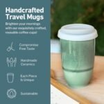 NOVA CERAMICS Travel Mug – Travel Coffee Tumbler – On the Go Coffee Mug – Microwave & Dishwasher Safe Green CoffeeTumbler - Gifts for Women Men Him Her – 12oz – Emerald - Image 3